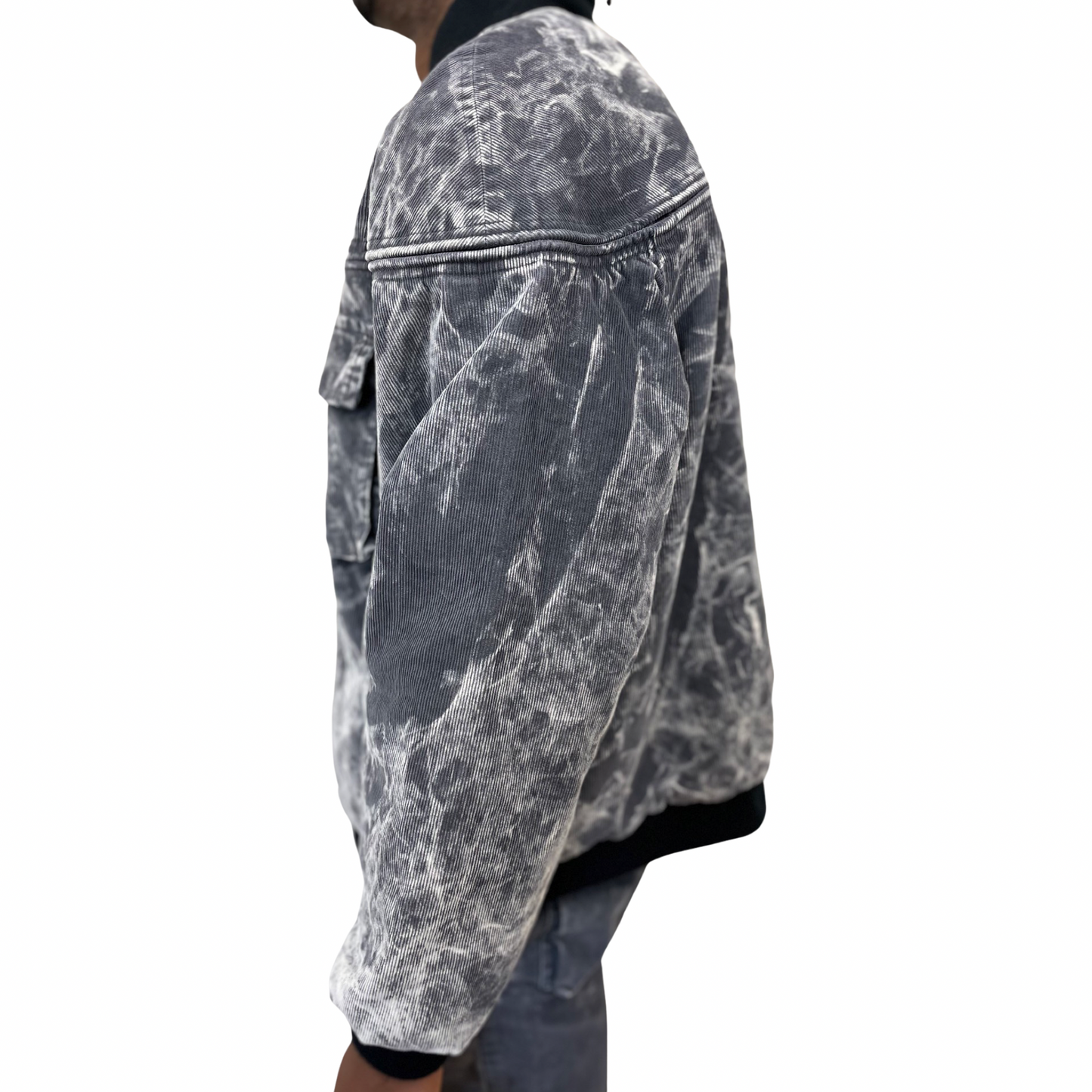 Smoke White Corduroy Bomber Jacket