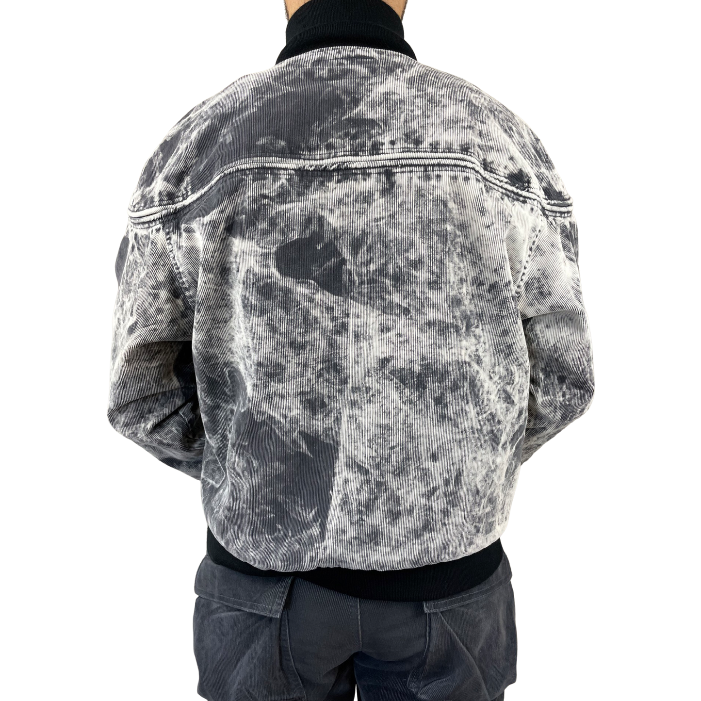 Smoke White Corduroy Bomber Jacket